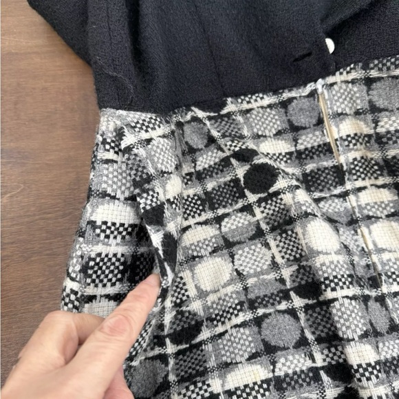 Vintage 70s LoungeCraft Original Maxi Hostess Dress Pockets Black Plaid 8/10 - Picture 15 of 16